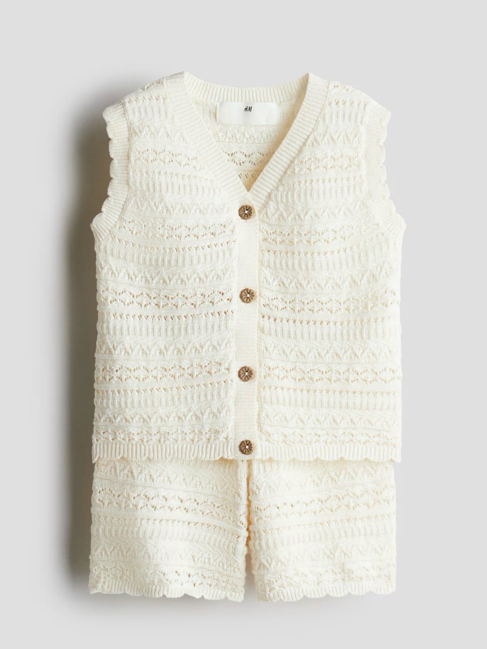 H&M Cream Knit Vest and Shorts Set